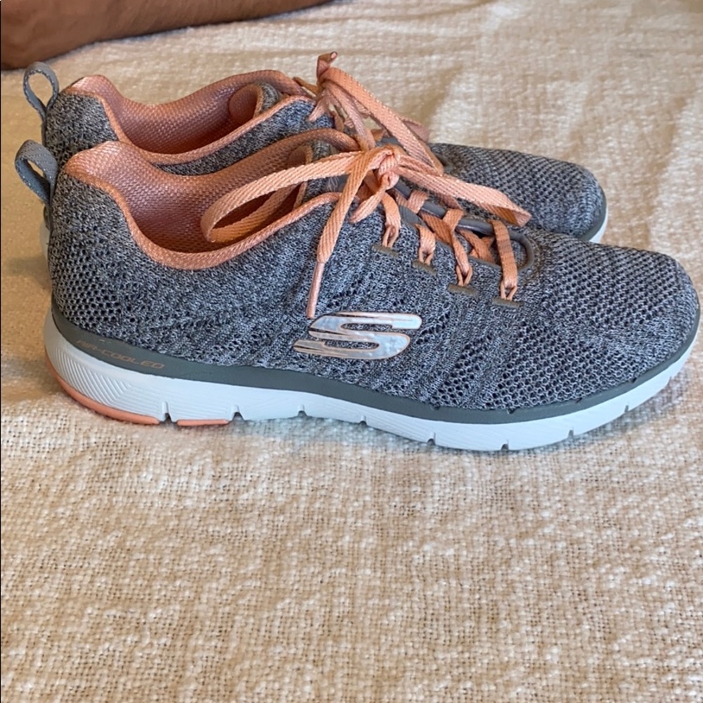 Sketchers Coral Gray Memory Foam Athletic Shoes